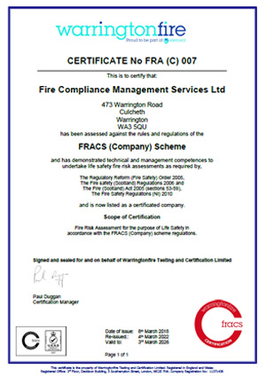 Fire Compliance Management Services FRACS company accreditation